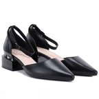 Women's black block heel pumps with strap Vinceza 62278 Vinceza