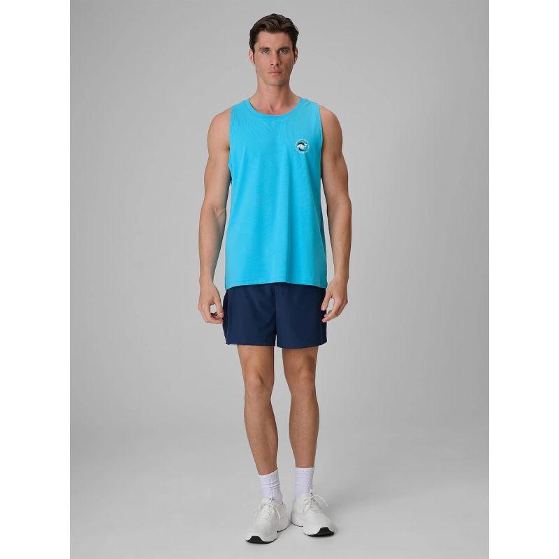 Men's regular sleeveless T-shirt with print 4F 4FRSS26TSLEM366-10S