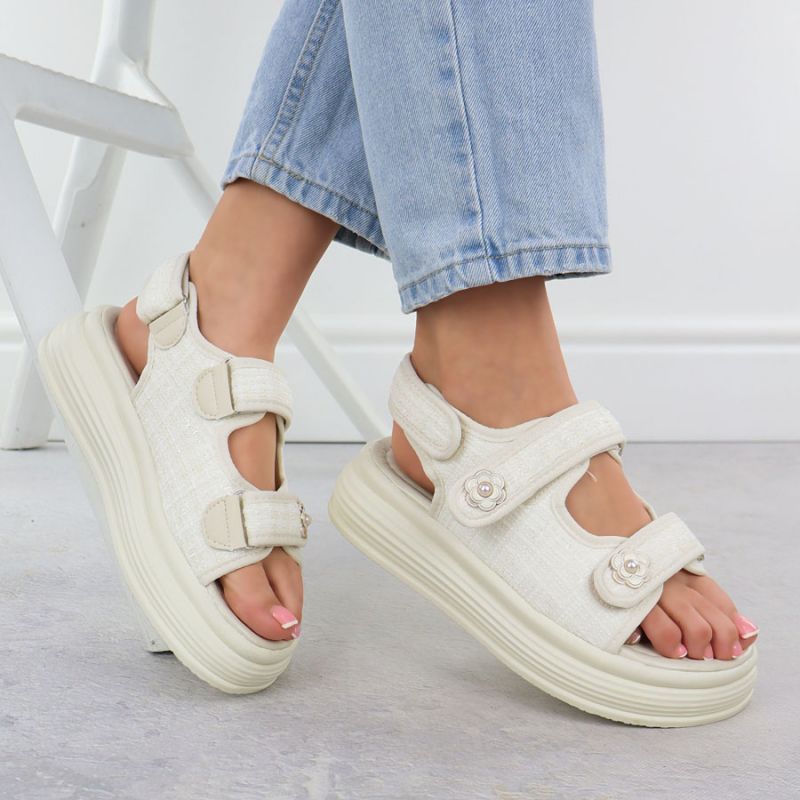 Women's cream platform sandals Potocki PY16337 Footwear Your Sports Performance