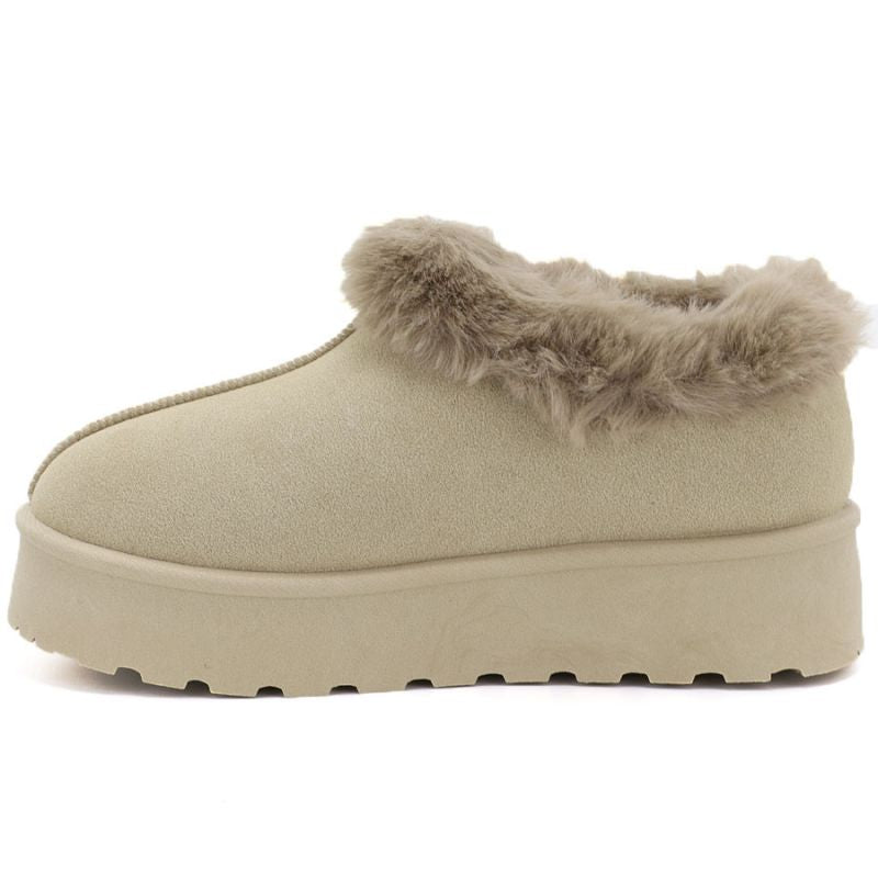 Women's beige Big Star snow boots with fur on the platform UU274204