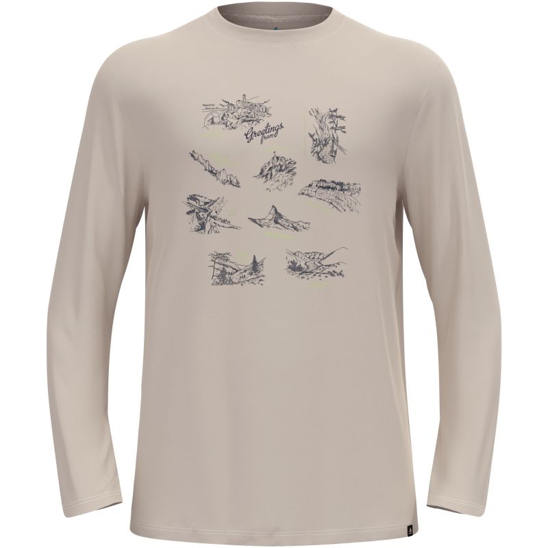 Men's ODLO Merino 200 Tourist T-Shirt Crew Neck l/s Long-Sleeve Shirt, Grey