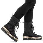 Water-resistant women’s snow boots with thick sole, black, Rieker Y6380-00