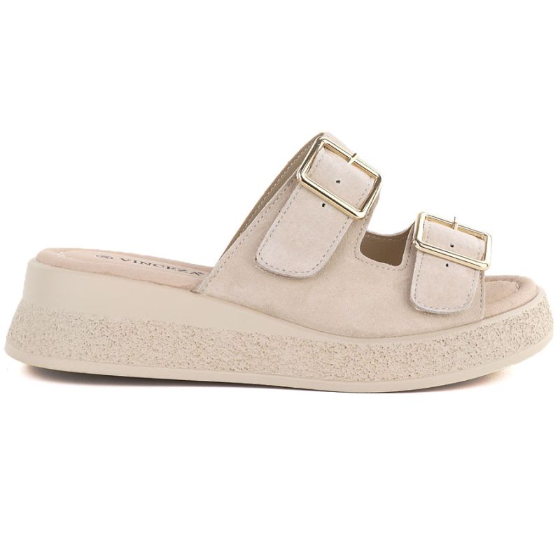Beige leather wedge sandals Vinceza 88045 Vinceza
