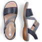 Women's leather sandals with velcro, navy blue, Rieker 65964-12 Rieker