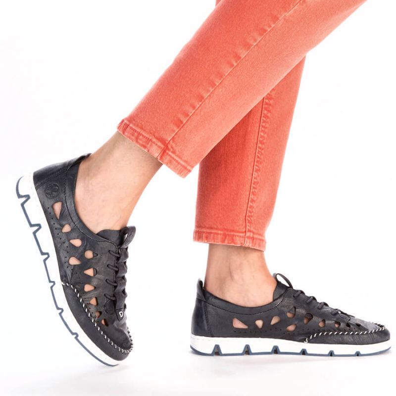 Leather openwork shoes Rieker W RKR652, navy blue Footwear/Lifestyle/Rieker Your Sports Performance