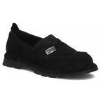 Women's leather moccasins with elastic band, black Filippo DP7947