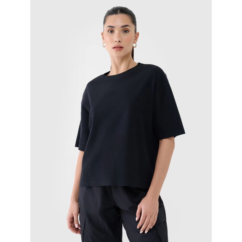 Women's regular waffle knit T-shirt 4F 4FRSS25TTSHF2651-20S *Kategoria tymczasowa Your Sports Performance