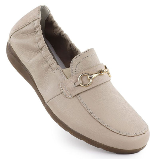 Women's leather shoes, comfortable beige moccasins, Rieker L9354-60 To be categorized Your Sports Performance