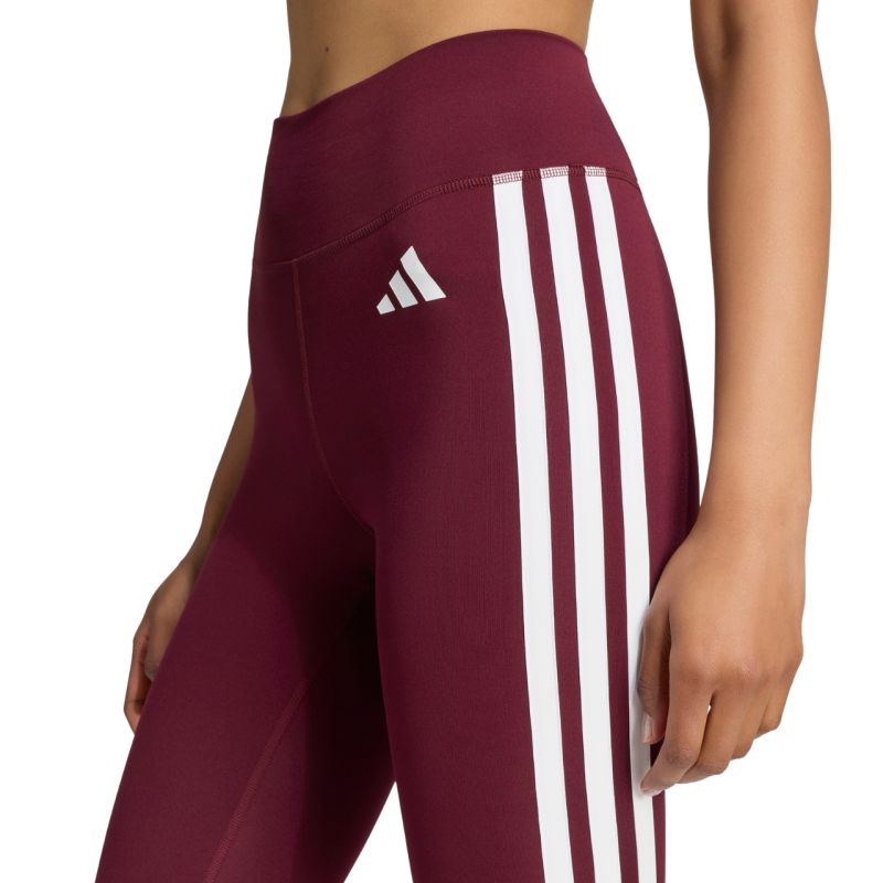 Women's adidas Optime Essentials Workout 3-Stripes 7/8 Burgundy Leggings KT3772