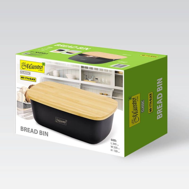 MAESTRO MR-1776-BLACK bread bin AGD - Produkty/Pojemniki na żywność (z metalu) Your Sports Performance