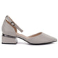 Women's beige block heel pumps with strap Vinceza 62278 Vinceza