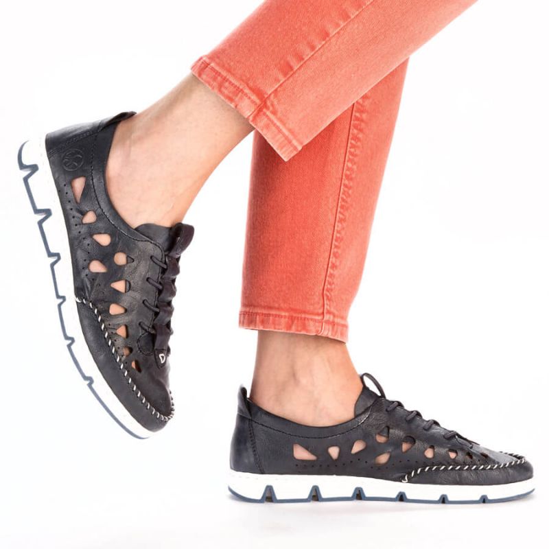 Leather openwork shoes Rieker W RKR652, navy blue Footwear/Lifestyle/Rieker Your Sports Performance