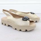 Women's perforated metallic gold platform sandals Potocki SZ12610 Footwear Your Sports Performance