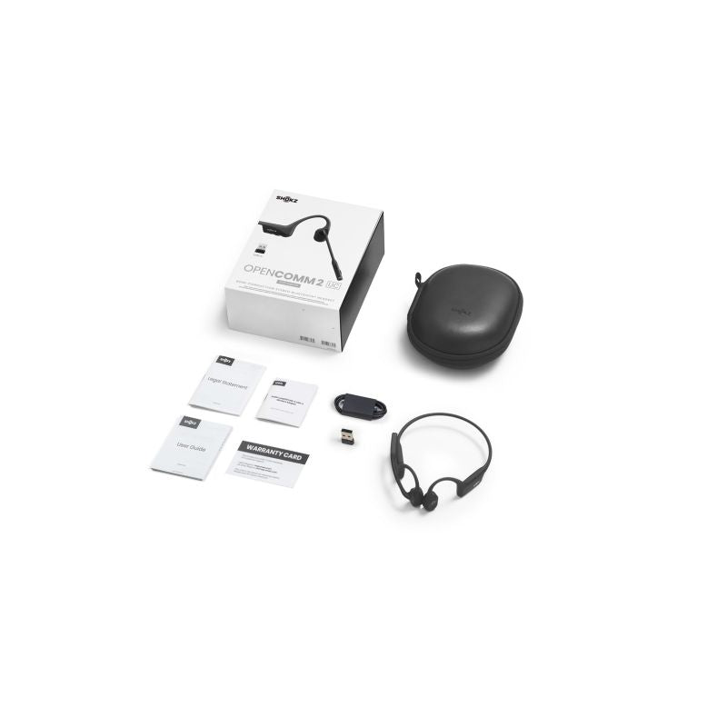 Shokz OpenComm2 USB-C Wireless Bone Conduction Headphones + USB-A Adapter Black In preparation Your Sports Performance