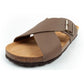 Bio Bio shoes men's slippers, profiled flip-flops, natural leather, brown