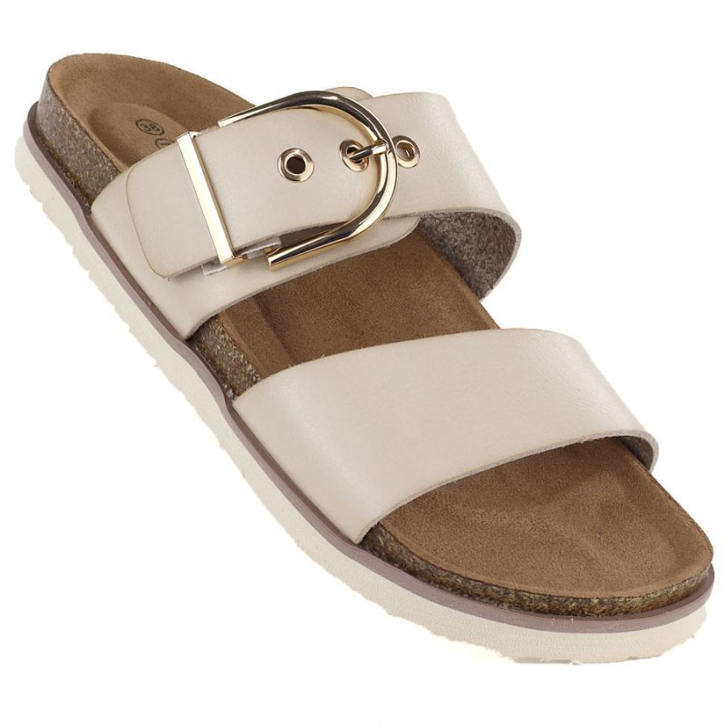 Women's beige flip-flops with buckle Potocki 54325 Potocki
