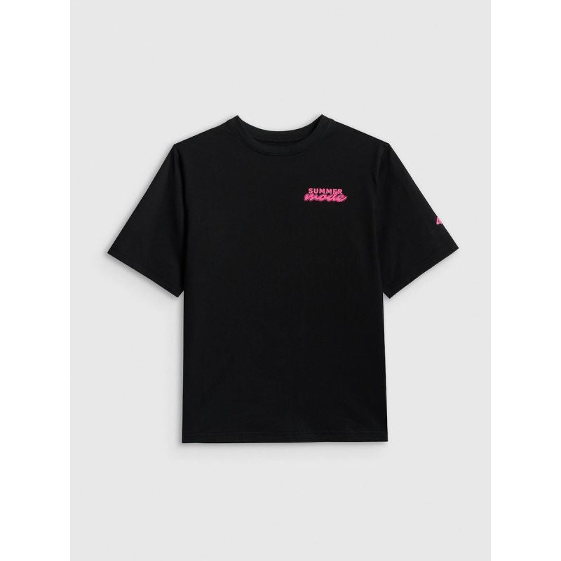 Girls' loose T-shirt with print 4F 4FJRSS26TTSHF3910-20S