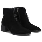 Black women’s leather block-heel ankle boots Filippo DBT8200