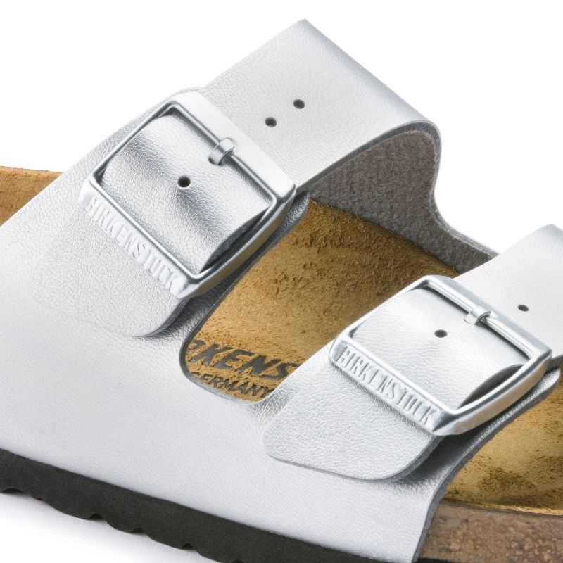 Women's Birkenstock Silver Arizona Birko-Flor Silver Regular Flip-Flops Wide (1012282) Footwear/Lifestyle/Brinkenstock/Klapki/chodaki Birkenstock