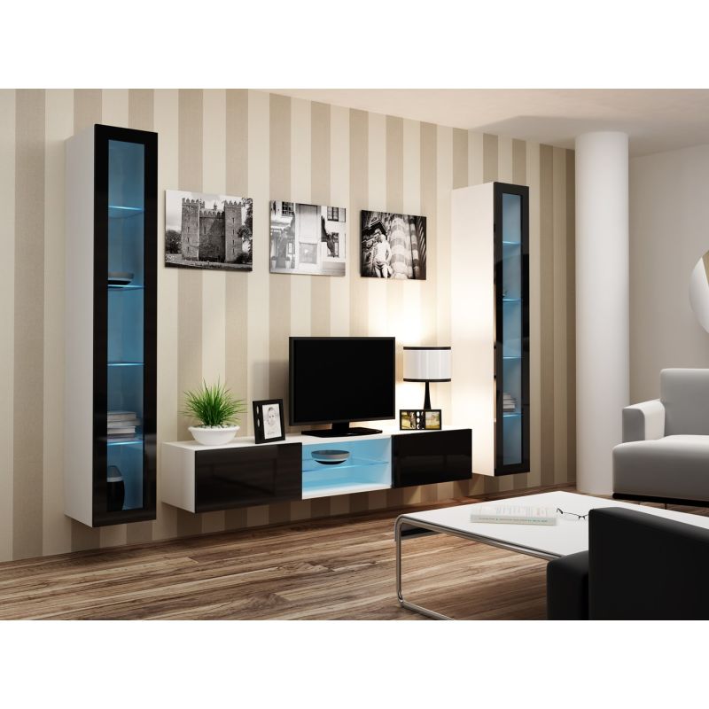VIGO glass display cabinet '180' 180/40/30 white/black Bufety i witryny/Bufety i witryny na drewnianej podstawie Your Sports Performance