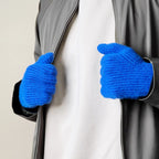 Braided telephone gloves with cutouts for fingers - blue Hurtel