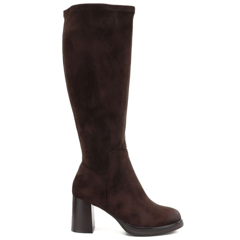 Women’s brown suede heeled boots Potocki SZ12849