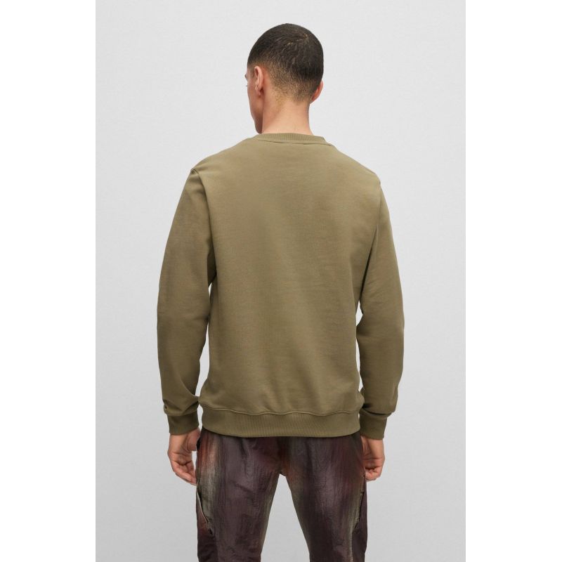 Hugo Boss men's cotton jersey sweatshirt with print, green (50488906-345) In preparation Your Sports Performance