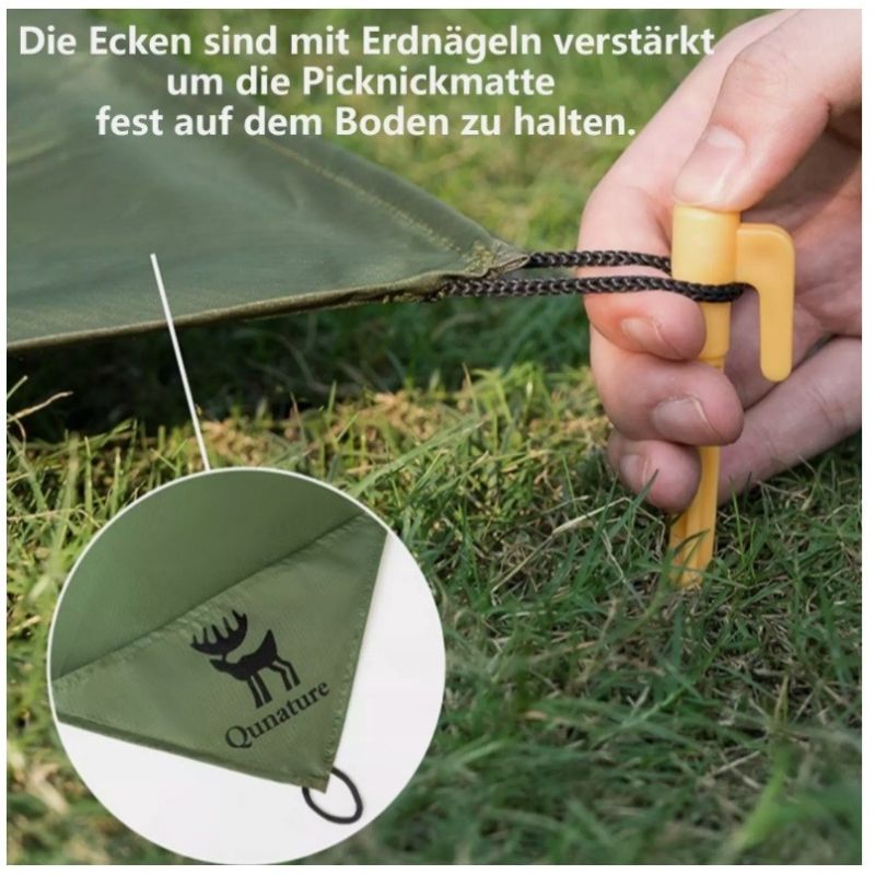 Qunature Waterproof Picnic Blanket Green 150x140 Qunature/Akcesoria Turystyczne/Koc Your Sports Performance