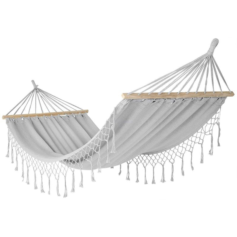 GARDEN HAMMOCK FOR 2 PEOPLE 200X150CM WITH SPREADER BAR AND FRINGE MIAMI GRAY Home and Garden/Garden Your Sports Performance