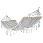 GARDEN HAMMOCK FOR 2 PEOPLE 200X150CM WITH SPREADER BAR AND FRINGE MIAMI GRAY Home and Garden/Garden Your Sports Performance