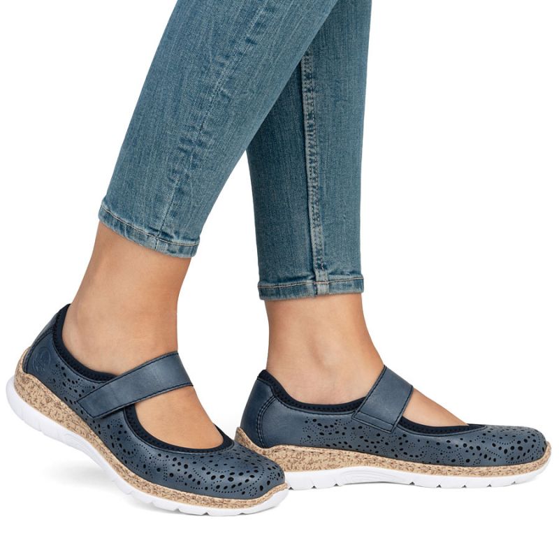 Rieker N4299-14 women's comfortable velcro shoes, openwork, blue To be categorized Your Sports Performance