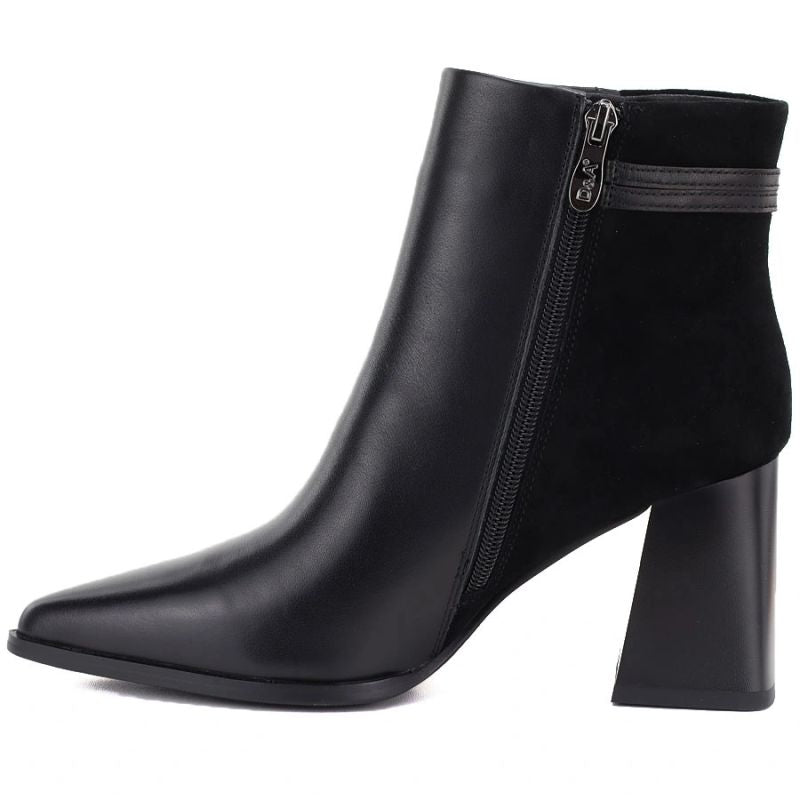 Women's black leather high-heeled ankle boots D&A S.Barski CR62-3477