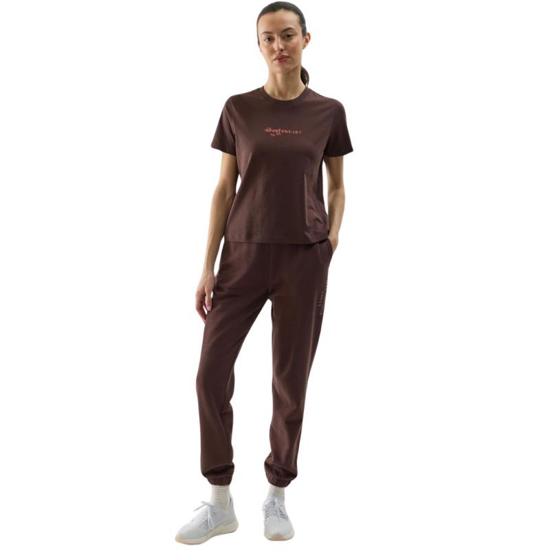 Women's T-shirt 4F F1354 dark brown 4FWSS24TTSHF1354 80S In preparation Your Sports Performance