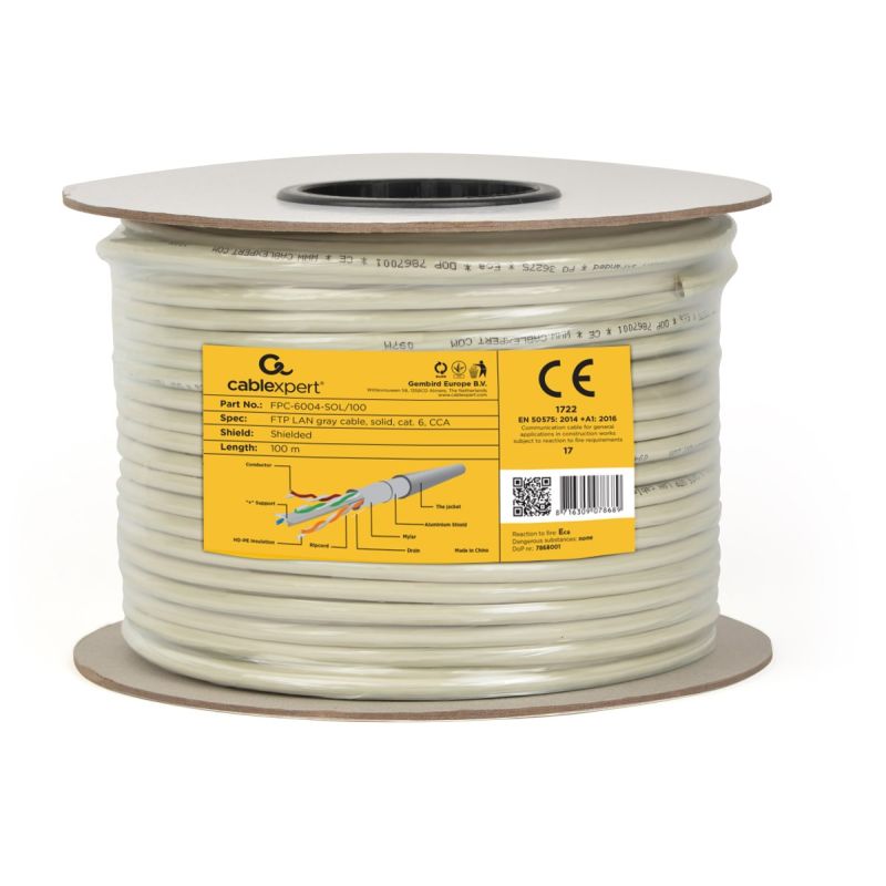 GEMBIRD FPC-6004-SOL/100 (F/FTP; 100m; cat. 6; gray) Kable, gniazda i wtyki/Kable sieciowe Your Sports Performance