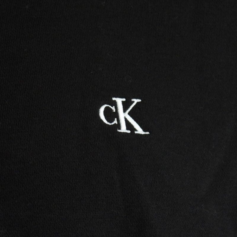 Calvin Klein Zip Fleece Hoodie Logo Tape Black - LZ04RE285G-UB1
