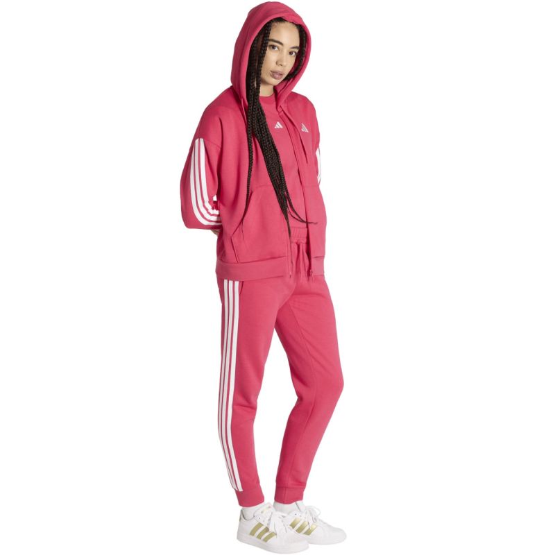 Women's adidas Essentials 3-Stripes Full-Zip Fleece Hoodie Pink KF6272