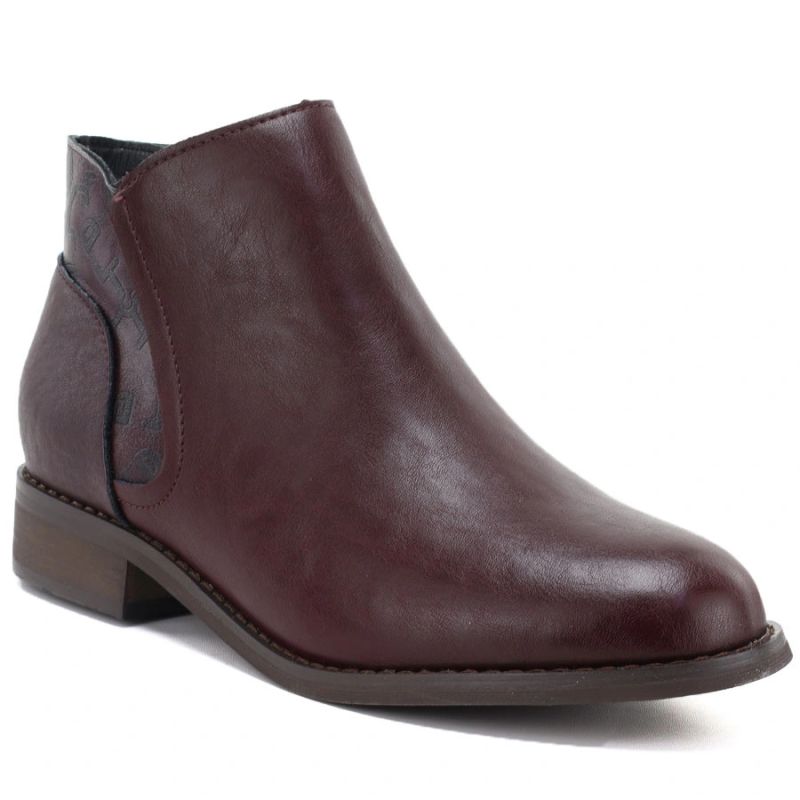 Burgundy Women's Leather Ankle Boots with Warm Lining M.Daszyński SFY2648-1