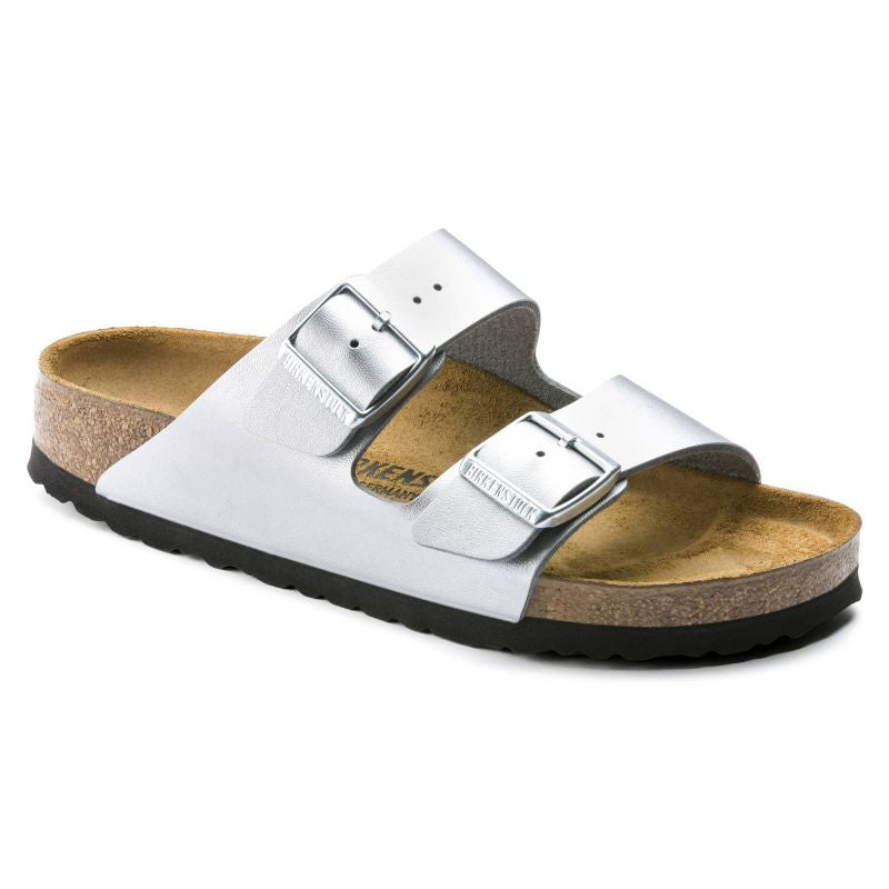 Women's Birkenstock Silver Arizona Birko-Flor Silver Regular Flip-Flops Wide (1012282) Footwear/Lifestyle/Brinkenstock/Klapki/chodaki Birkenstock