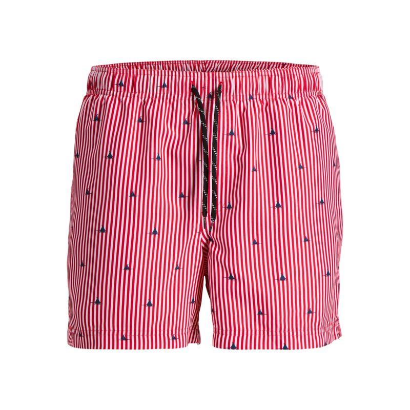 Jack&Jones men's JWHARUBA SWIM PRINTS SHORTS 12206537 TRUE RED STRIPES Jack&Jones