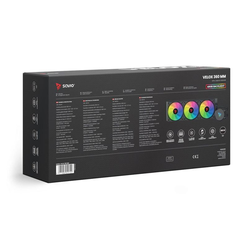SAVIO ARGB 360MM VELOX CPU WATER COOLER Chłodzenie/Chłodzenie - zestawy chłodzenia wodnego Your Sports Performance