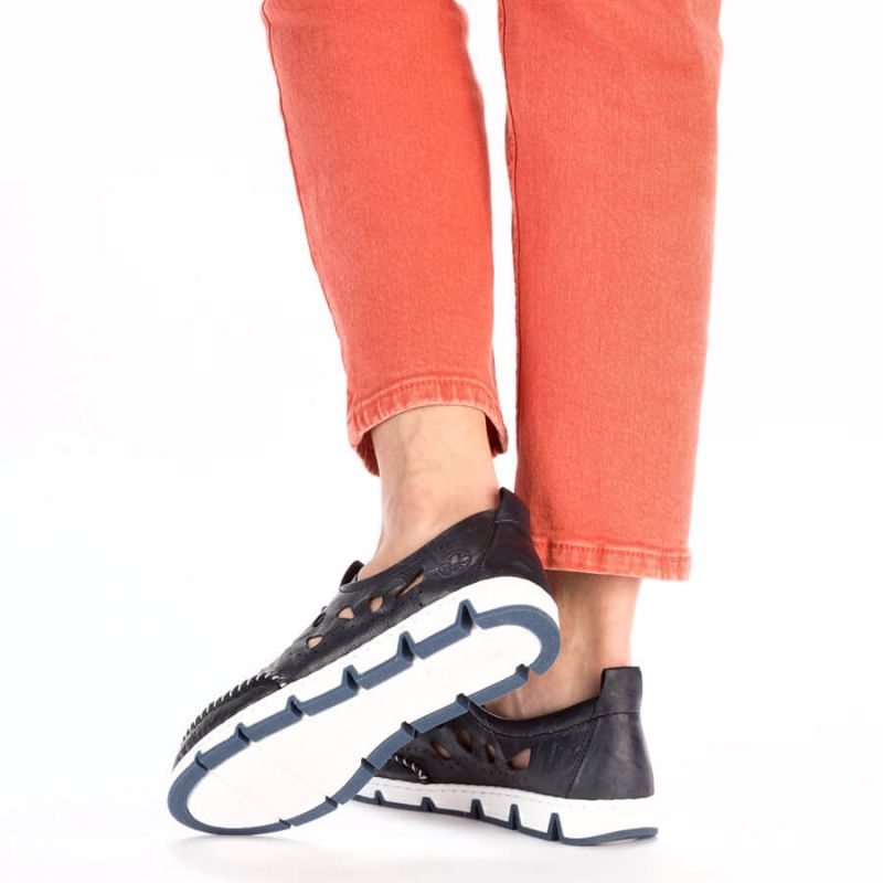 Leather openwork shoes Rieker W RKR652, navy blue Footwear/Lifestyle/Rieker Your Sports Performance