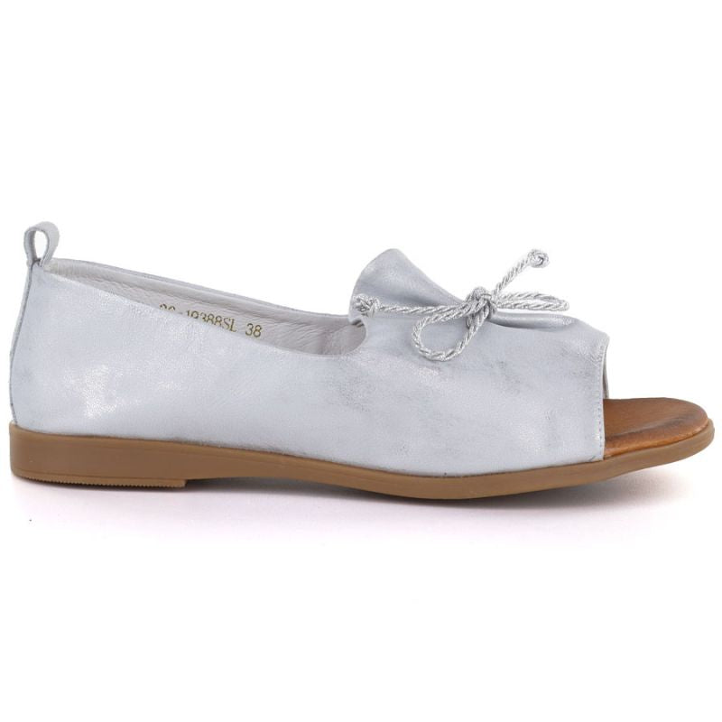 Women's leather open-toe silver shoes Cambell 19388 Cambell