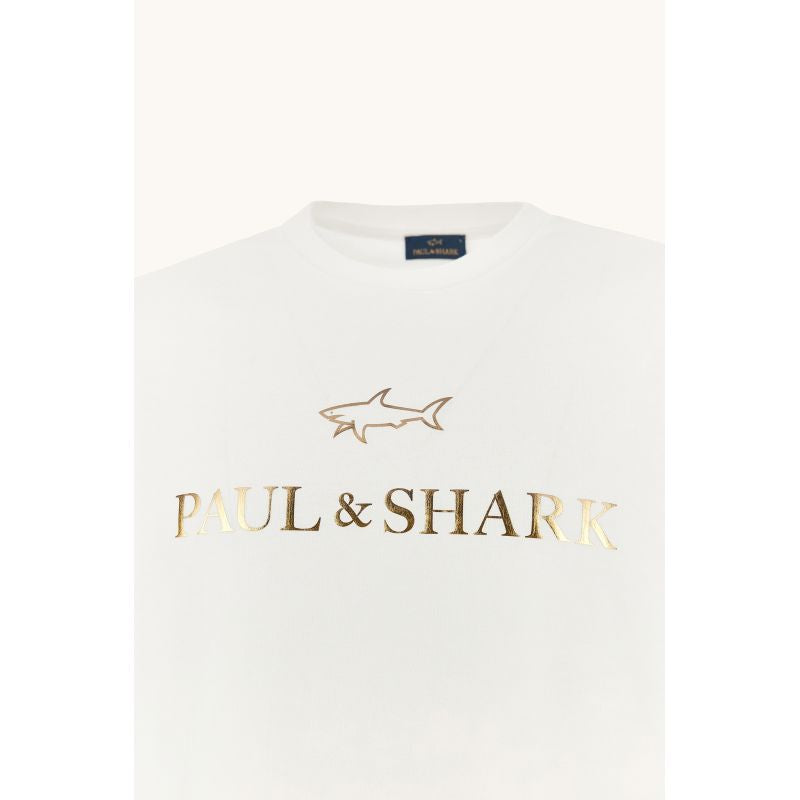 Paul&Shark Men's Cotton T-shirt White and Gold 99311007-10E - Classic Cut, Logo