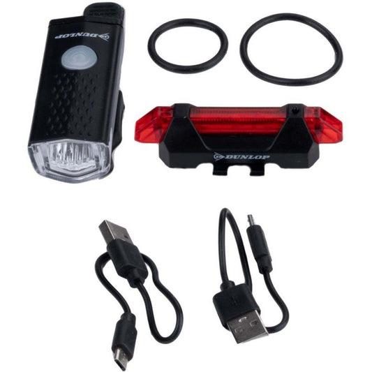Set of Dunlop Led bicycle lights, USB charging, rear + front 473758 Accessories/Bicycle/Akcesoria rowerowe Your Sports Performance