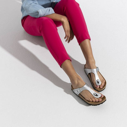 Birkenstock Gizeh Birko-Flor silver regular wide women's flip-flops (0043851) Footwear/Lifestyle/Brinkenstock/Japonki Birkenstock