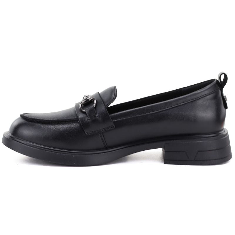 Women's leather loafers, black, Vinceza 133115