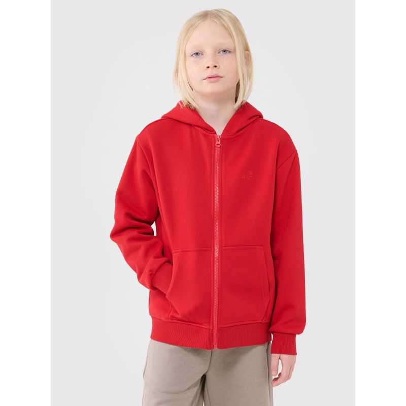 Boys' sweatshirt with a hood, zip-up, 4F 4FJWSS25TSWSM1851-62S *Kategoria tymczasowa Your Sports Performance