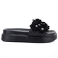 Women's floral platform flip-flops black D&A by S.Barski MR61-9015 D&A