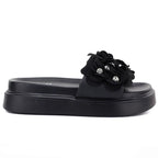 Women's floral platform flip-flops black D&A by S.Barski MR61-9015 D&A