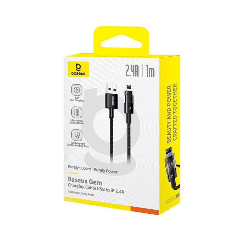 Baseus Gem Cable USB Type A to iPhone 2.4A 1m (Black) In preparation Your Sports Performance